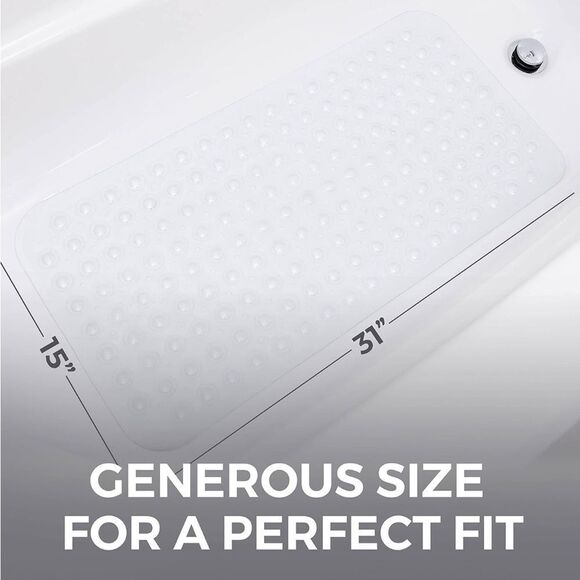 Ultra Strong Grip Long Bath Tub Floor Mats with Suction Cup Grips and Dr… - Picture 4 of 9